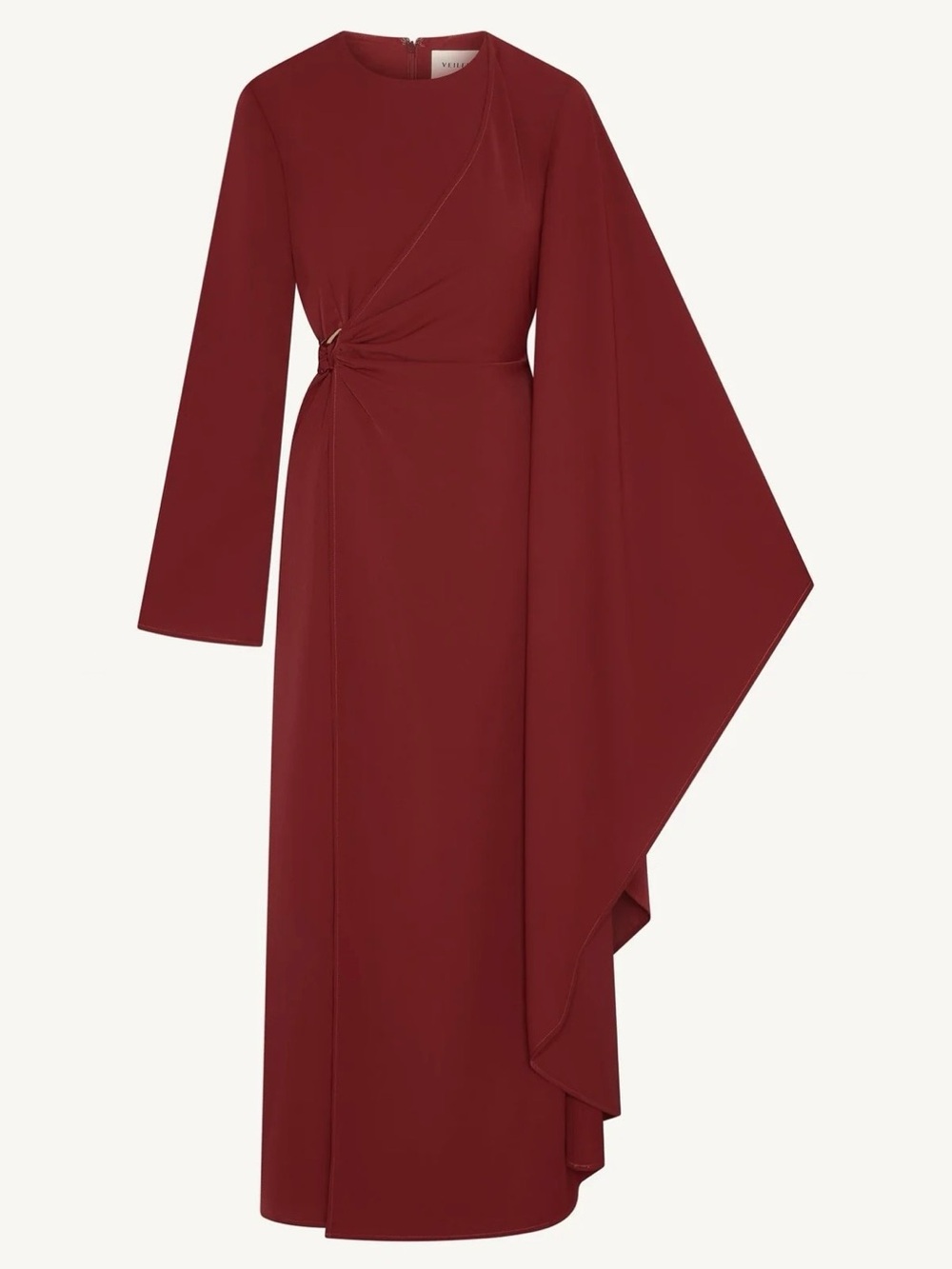 Elegant Burgundy Draped Evening Dress